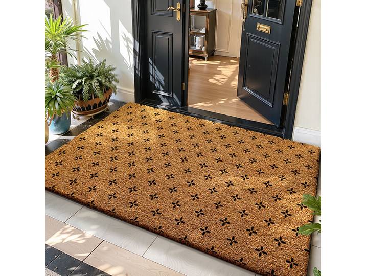 Paillassons de bienvenue, tapis en coco naturel avec support en PVC antidérapant, tapis d'intérieur et d'extérieur pour la maison, tapis de sol pour la décoration de porte