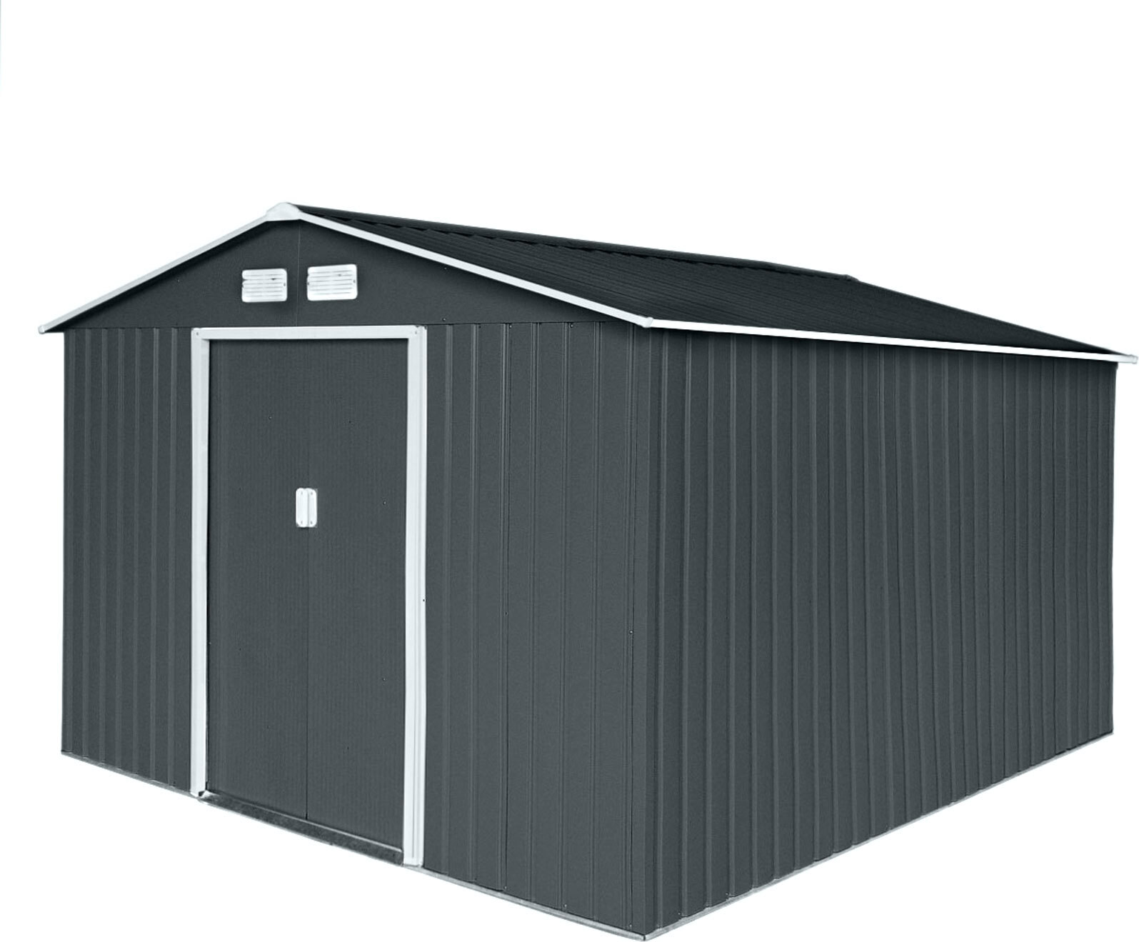 HATTORO S300 XXXL Metall Gerätehaus Geräteschuppen Gartenhaus Schuppen 277x319x192cm Anthrazit Grau