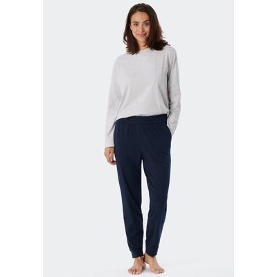 Pyjamahose SCHIESSER "Mix + Relax", Damen, Gr. 38, N-Gr, blau (803, dunkelblau), Single Jersey, Obermaterial: 95% Baumwolle, 5% Elasthan, bequem lang, Hosen Pyjamahose, Single-Jersey-Qualität, bequem