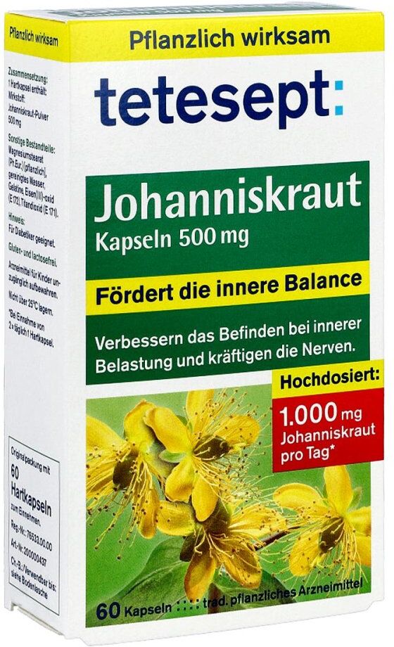 Tetesept Johanniskraut 500 Mg Kapseln 60stk