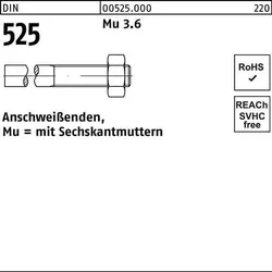 Anschweißende DIN 525 Sechskantmutter M12x 170/55 Mu 3.6 50 Stück