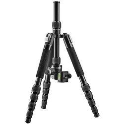 mantona DSLM Travel Evolution 225 Reisestativ schwarz/grau (Metall), Stativ, Schwarz
