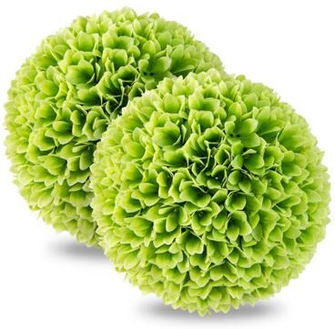 Costway 2 Pieces Artificial Plant Topiary Balls Faux Boxwood Decorative Balls-Green