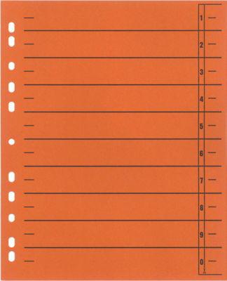 Schäfer Shop Select Trennblätter, mit Taben, DIN A4- Format, Linienaufdruck, Universallochung, 100 Stück, orange