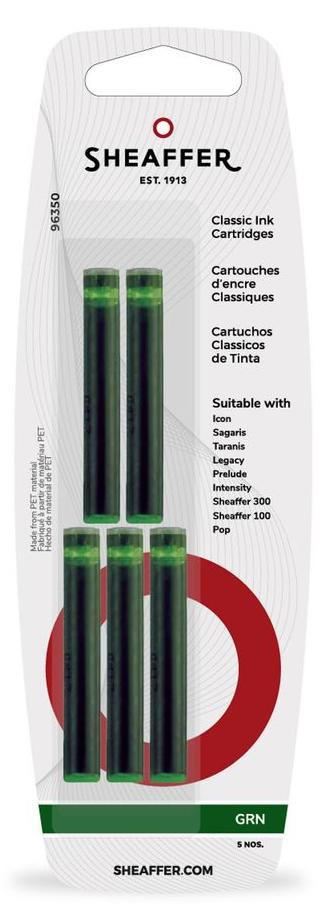 Sheaffer Classic Inktpatronen Emerald Green, verpakking van 5 stuks