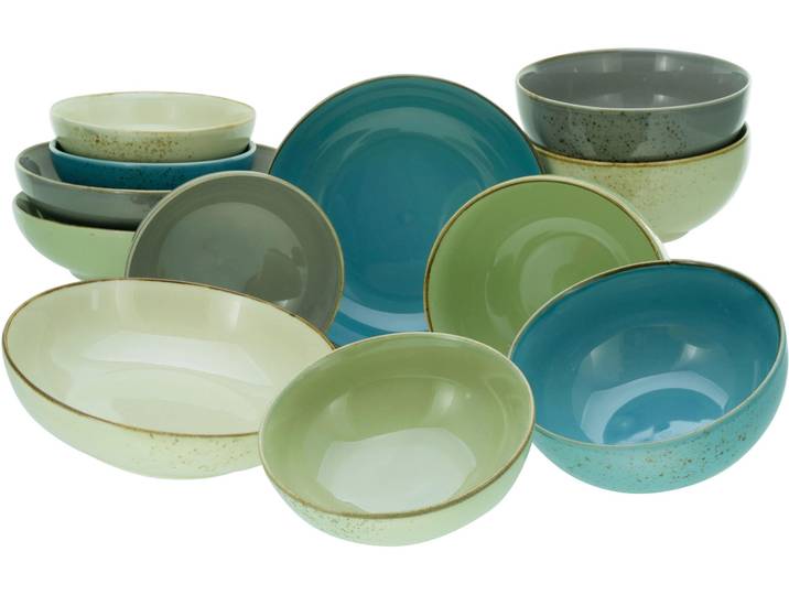 Schale CREATABLE NATURE COLLECTION , bunt, Steinzeug, Schüsseln, Schale, Salatschale, Müslischale, Servierschale, im Set, für 4 Personen