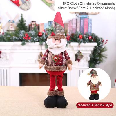 Inspired Living Festive Telescopic Christmas Doll Plush Decoration Adjustable Santa Snowman Reindeer Holiday Decor 1