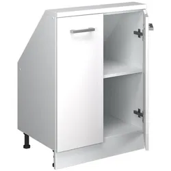 Vicco, Kommode + Sideboard, Dachschrägenschrank Rion, Weiss/Weiss Hochglanz, mit 2 Türen (46 x 60 x 83.80 cm)