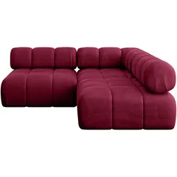 ECKSOFA modulares Sofa Samaro-L1 - 190x190x70 cm Bordeauxrot Velours