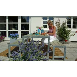 Planken Gartenmöbel - Outdoor-Bistroset aus Kiefer / Fichte, Graubraun / Silber -  robuste Outdoor-Sitzgarnitur - ideales Outdoormöbel für 6 Personen