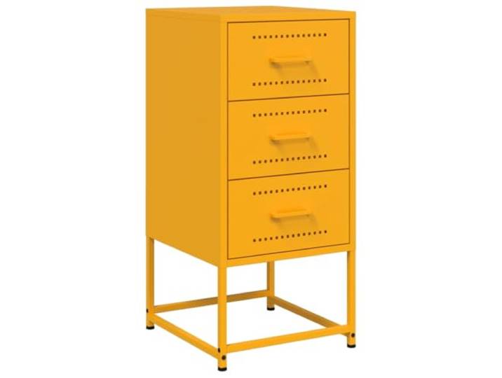 Fisinber Nachttisch 2er Set Senfgelb 36x39x78 cm Stahl Beistelltisch Industrielle Schubladenschränke aus robustem Stahl für Schlafzimmer, Wohnzimmer oder Arbeitszimmer mit Kippschutz.