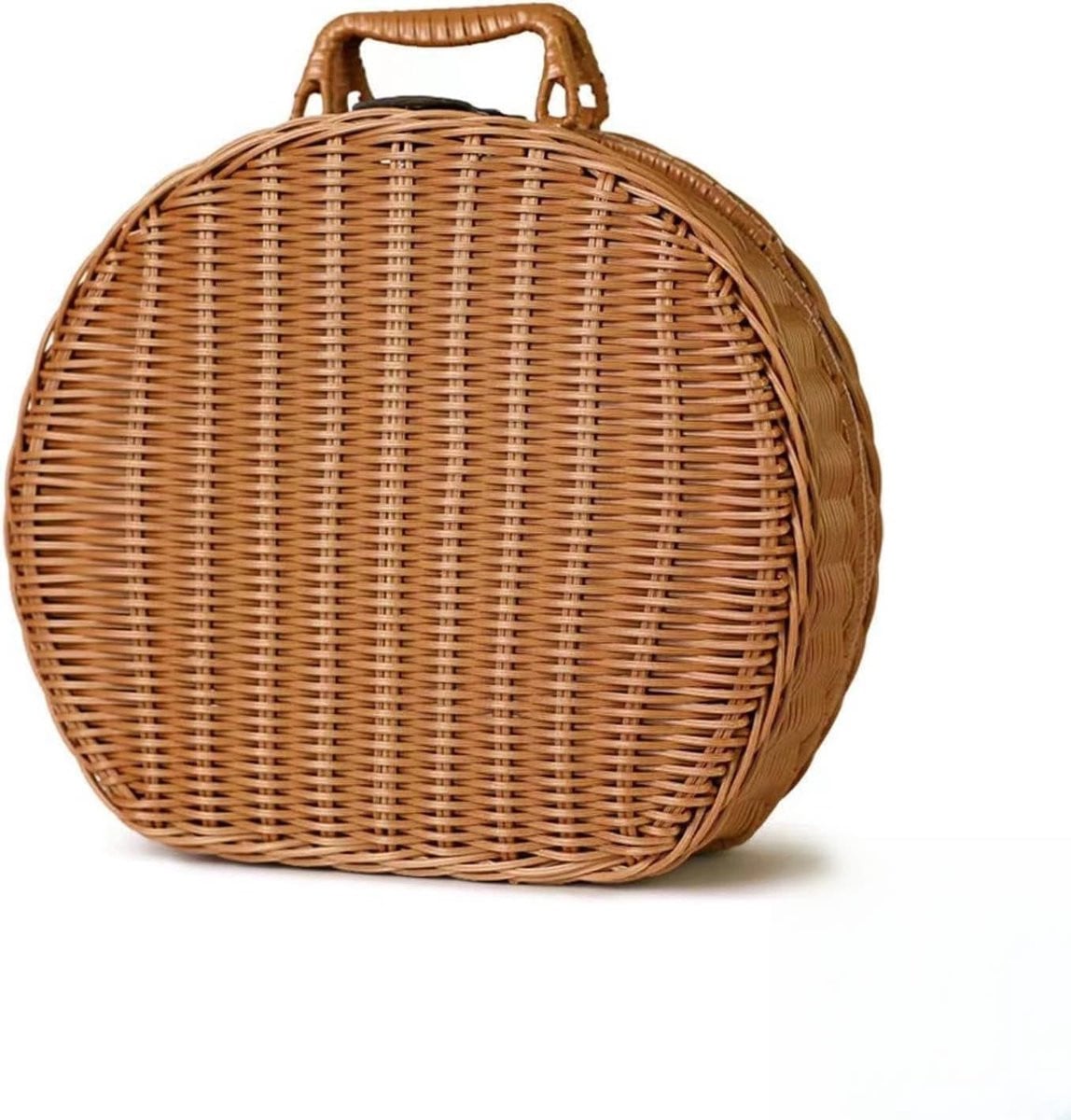 Dailygoods Duurzame Rotan Opbergmand met Deksel, B/D/H: 24 x 19 x 12 cm