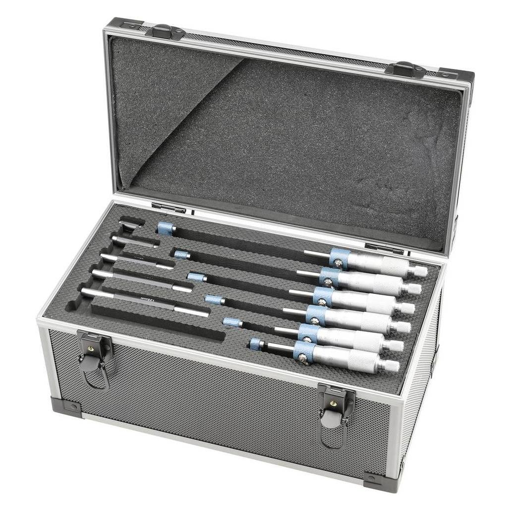 Dasqua 4111-8215 Bügelmessschrauben-Set mit Kontrollmass 0 - 150 mm DIN 863 (4111-8215)