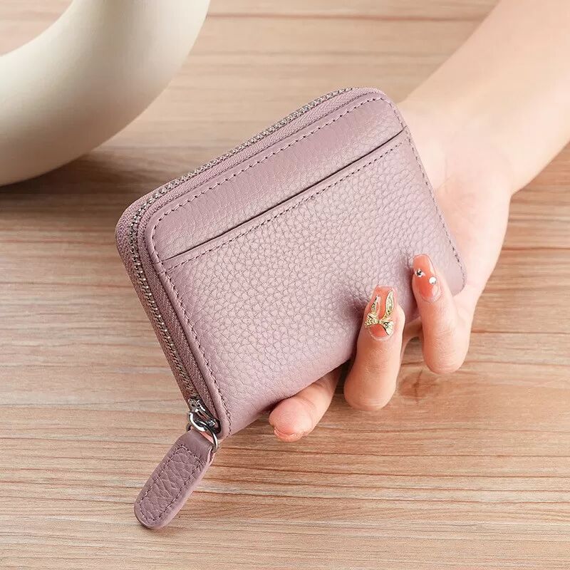 INF Porte-cartes en cuir bloquant RFID avec 20 fentes pour cartes Rose