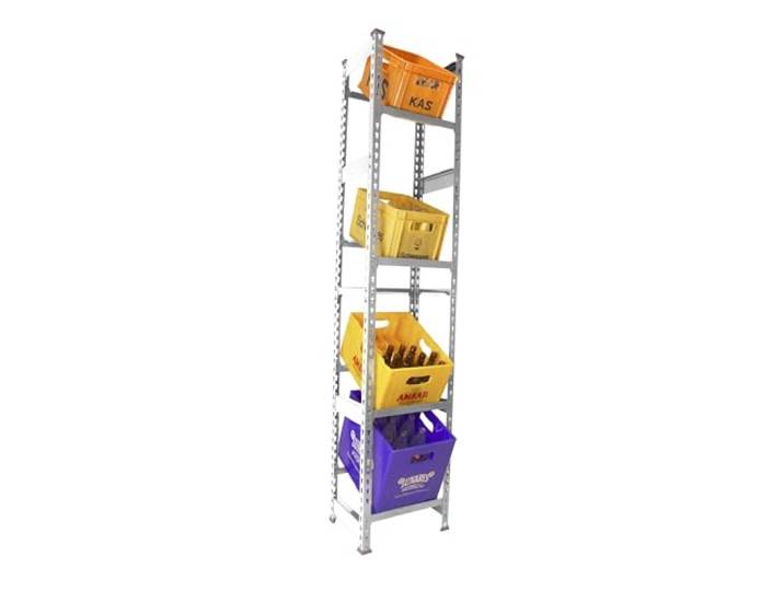 Simon Rack Getränkekistenregal für 4 Kisten, 2000X1000X300 mm, Weiss, Freistehendes Metallregal für Wasserkisten, Bierkisten oder Getränkekisten, Für Küche, Garage oder Keller