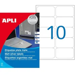 Apli agipa Typenschild-Etiketten, 96 x 50,8 mm, silber