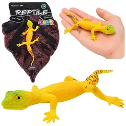 Goldener Gecko, dehnbare, realistische Gummifigur, 15,5 cm
