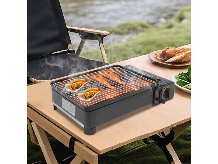 Réchaud à gaz portable 2,2 kW, réchaud à butane, réchauds de camping avec grille de cuisson et étui de transport, réchaud à gaz extérieur pour le camping, les voyages