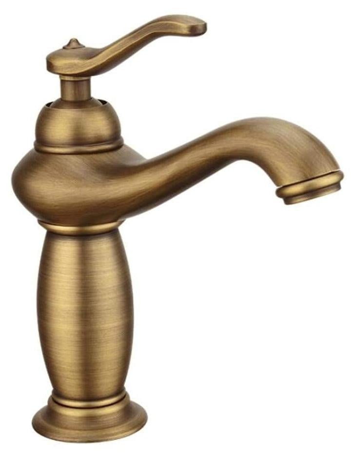 Messing waterkraan voor badkamer met antiek bronzen afwerking