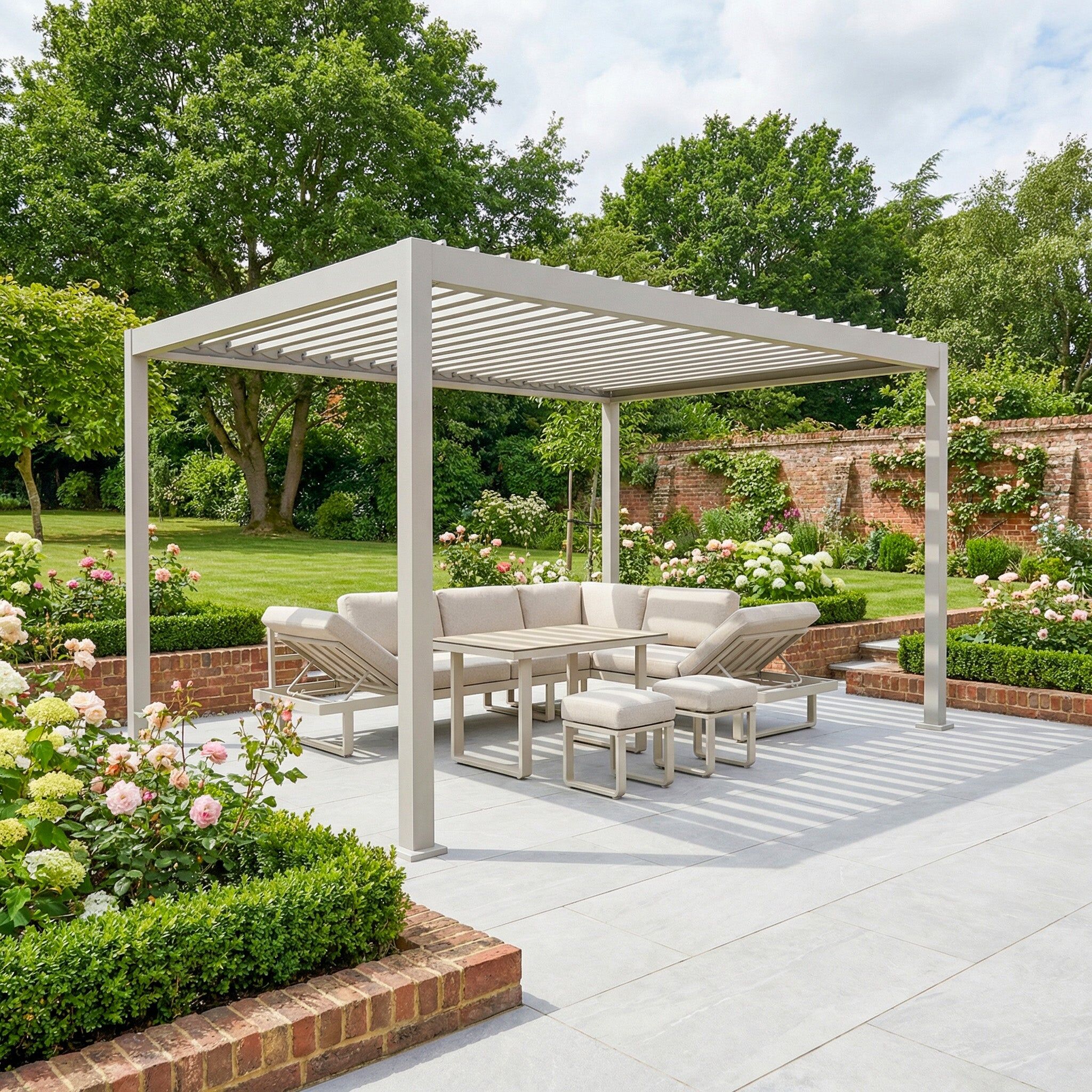 Harbour Lifestyle PergoSTET Lite 3m x 4m Metal Rectangular Pergola in Latte