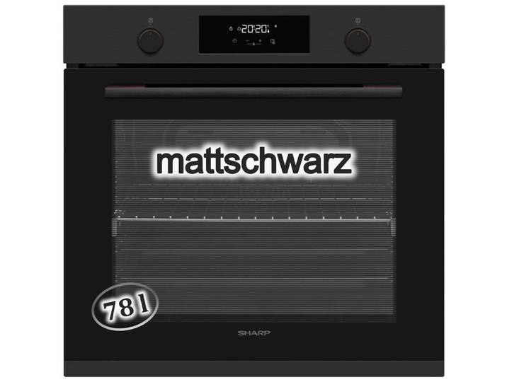 Sharp Backofen Teleskopauszug 78 Liter Schwarz Matt SoftClosing Turbo-Heißluft, mit 1-fach Vollauszug