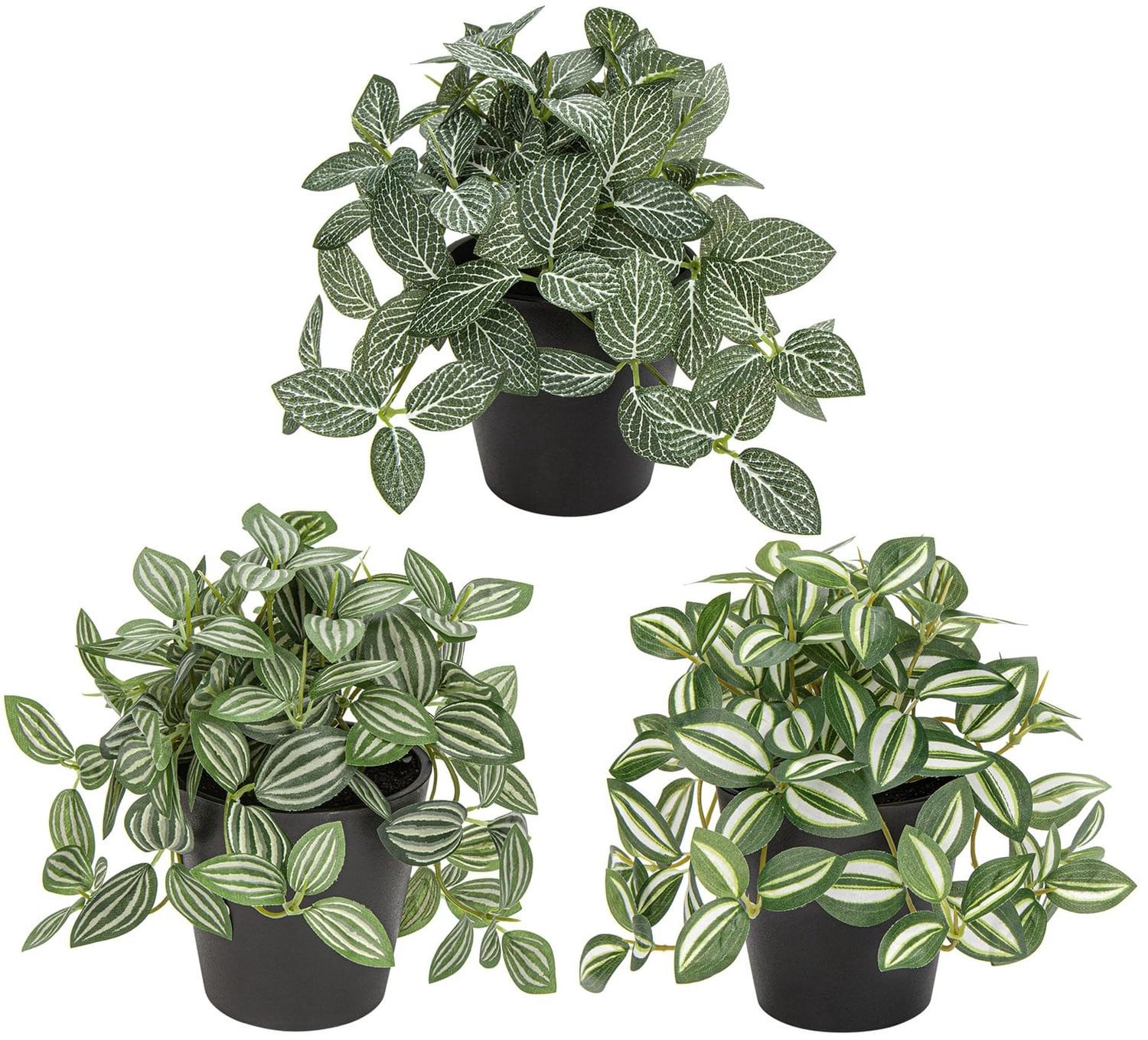 Set van 3 groene kunstplanten in potten