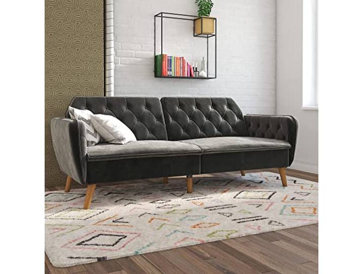 Novogratz Tallulah Memory Foam Futon Schlafsofa, Holz, grau, Einheitsgröße
