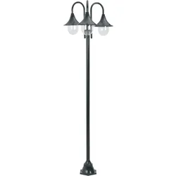 vidaXL Garten-Pollerleuchte E27 220 cm Aluminium 3-Laterne Dunkelgrün