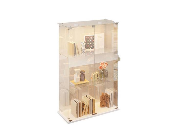 Shopentra Vitrine Modern für Sammlungen, Modelle & Dekorationen, Weiß, Glas, 35x123.3x78.5 cm, Esszimmer, Vitrinen, Vitrinenschränke