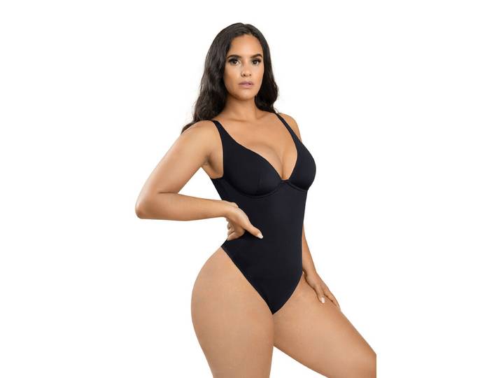 Feelingirl Bodysuit en V, une pièce, gainage du ventre, taille S, Noir