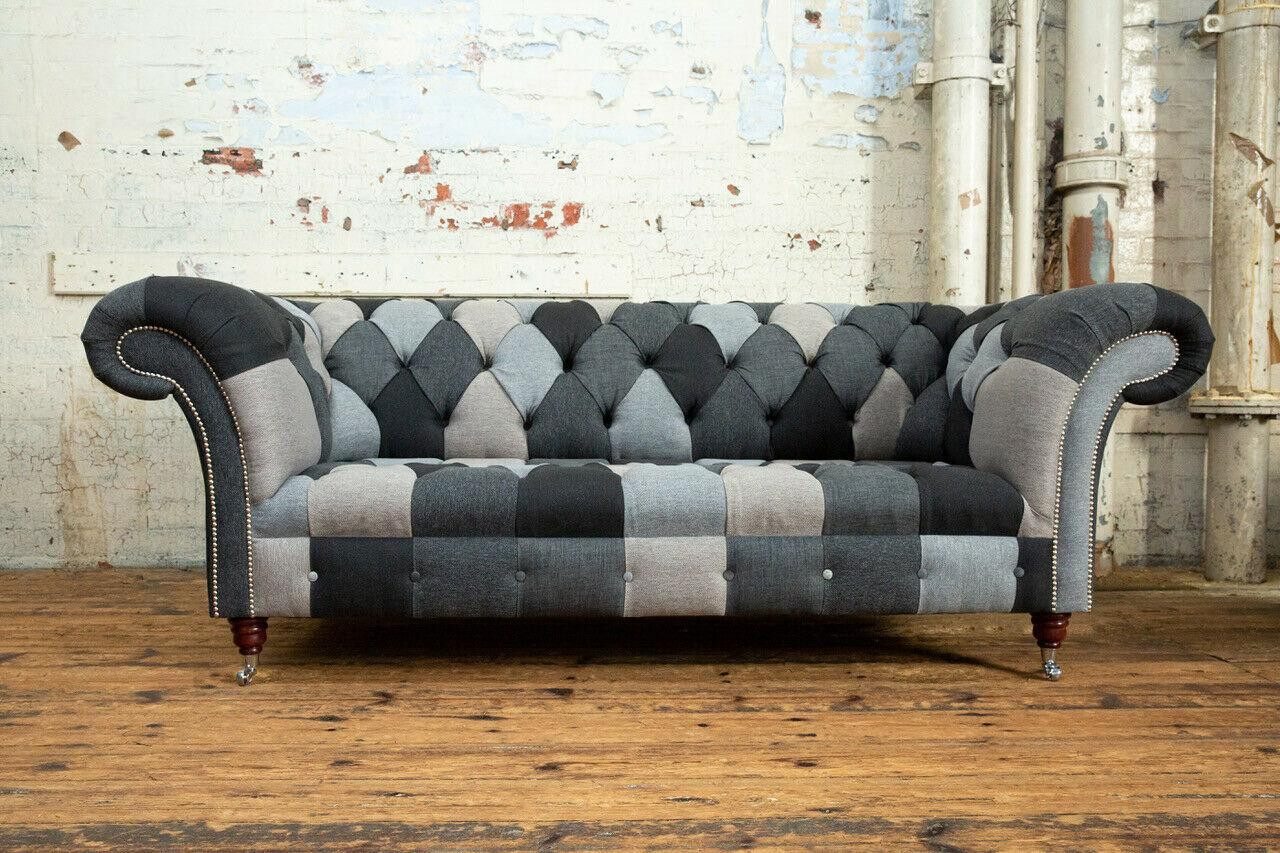Chesterfield 3-zits bank met lederen bekleding