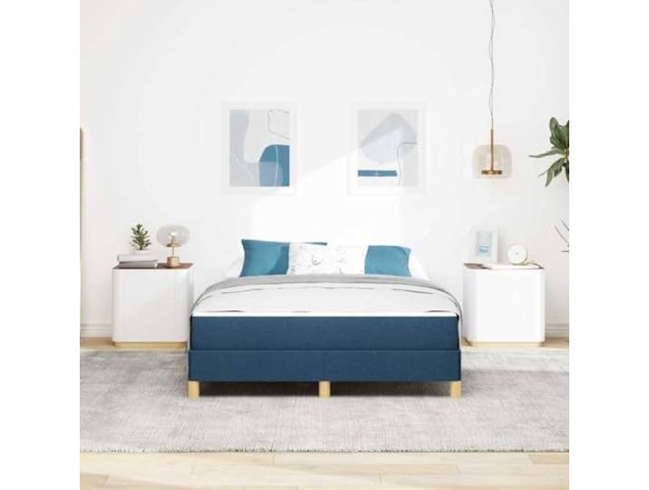 KTHLBRH Boxspringbett mit Matratze blau 160 x 200 cm Stoff Modernes Design, engineerisierte Holzstruktur, elegante Federbox für Schlafzimmer