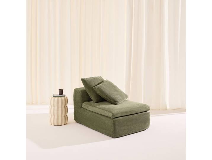Fauteuil pour canapé modulable tissu chenille 1 place vert