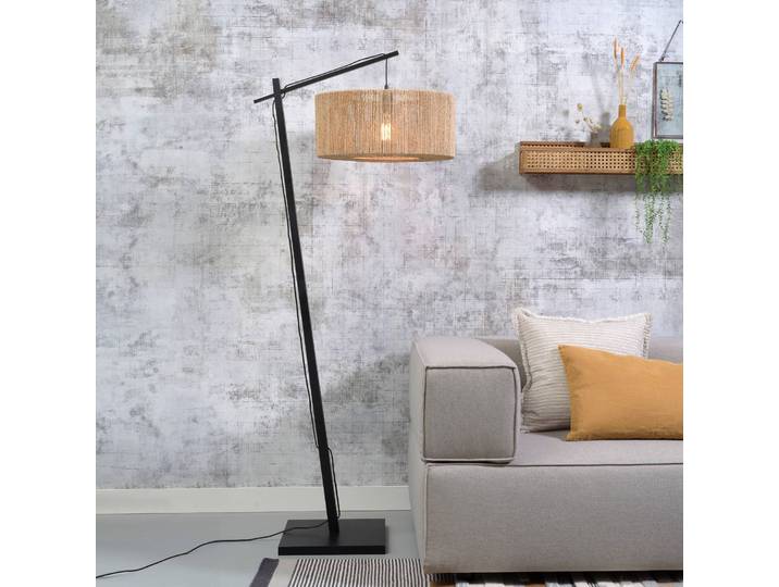 Design vloerlamp Iguazu, zwart, Woon-/ Eetkamer, Bamboe, Design, vloerlamp