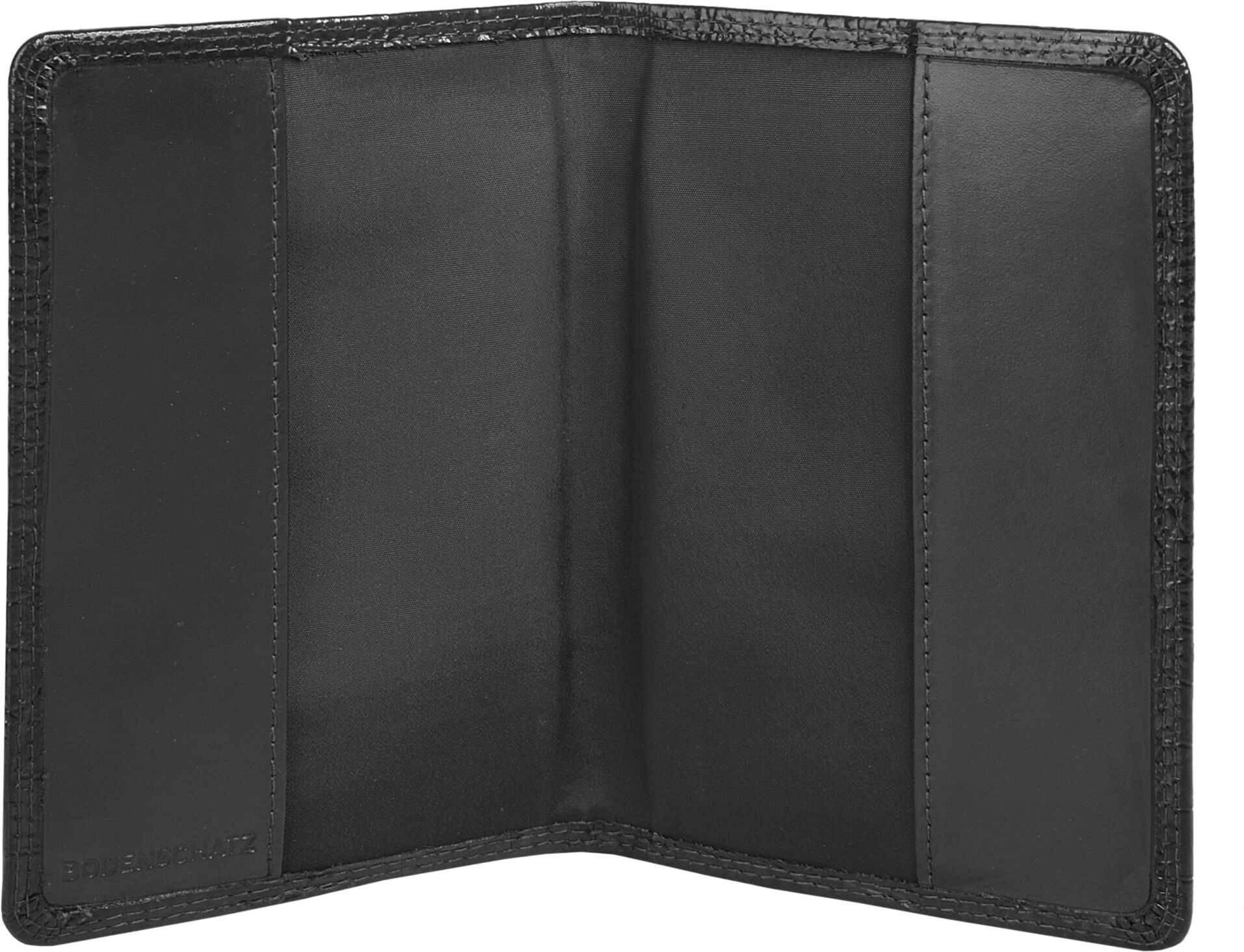 Brieftasche BODENSCHATZ "BODENSCHATZ Damen echt Leder", Damen, schwarz, Leder, glänzend, Kleinlederwaren Brieftasche, echt Leder schwarz Einheitsgröße