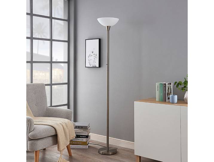 Ignacia Lampadaire Nickel/Opal - Lindby - Salon / séjour - Moderne - Métal - À ampoule unique