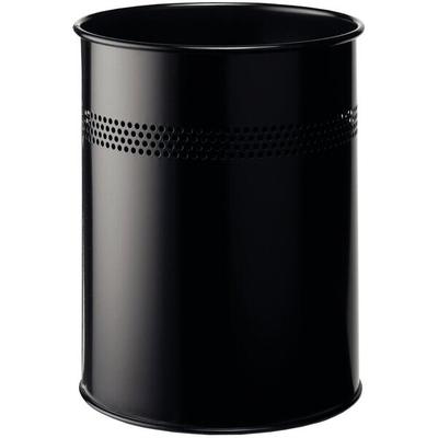 Durable Metall Papierkorb rund, 14,7 Liter hoch schwarz, mit perforiertem