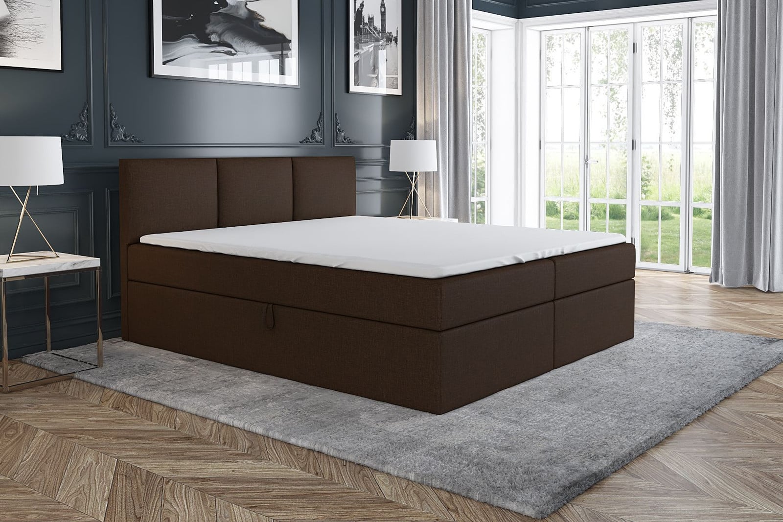 MBTmeble Boxspringbed RICO Bruin, 200 x 200 cm