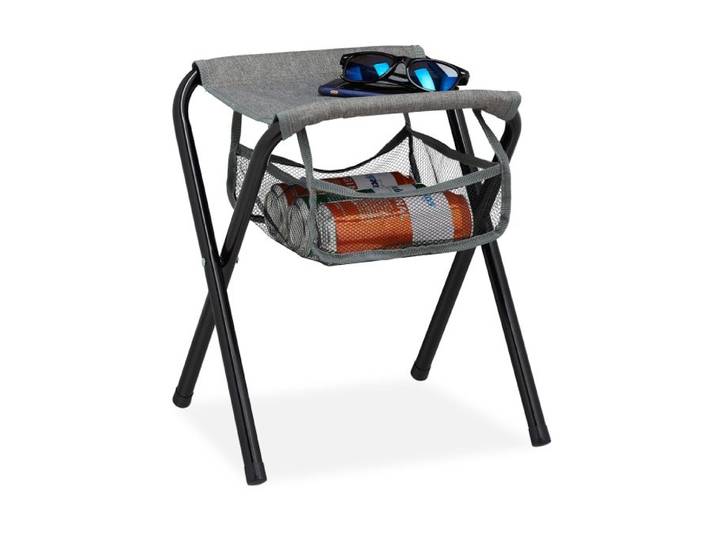 Relaxdays Tabouret de camping pliable avec poche