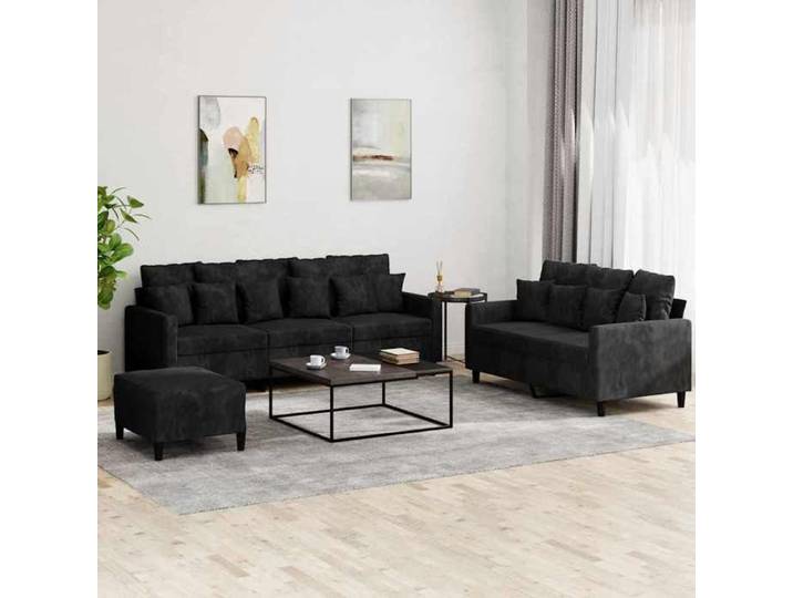 Ensemble de canapés Repose-Pied Noir en Velours Modèle 14