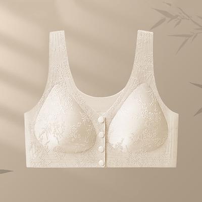 Damen BH mit Frontverschluss Unterwäsche Komfort Volle Freiheit Bürgellos Einfarbig Sport Sportkleidung Dunkelviolett Schwarz Fitnessstudio Pilates Zumba