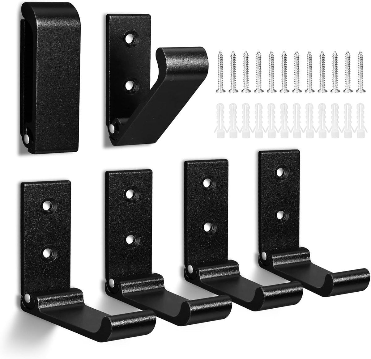 Set van 6 zwarte opvouwbare wandkapstokhaken van sterke aluminium legering