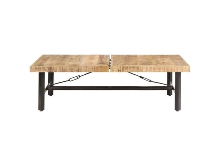 Couchtisch Mango Massivholz 142x90x42 cm Massives Mangoholz, Beine aus pulverbeschichtetem Eisen, Tischplatte für Getränke und Ornamente, klassischer Charme