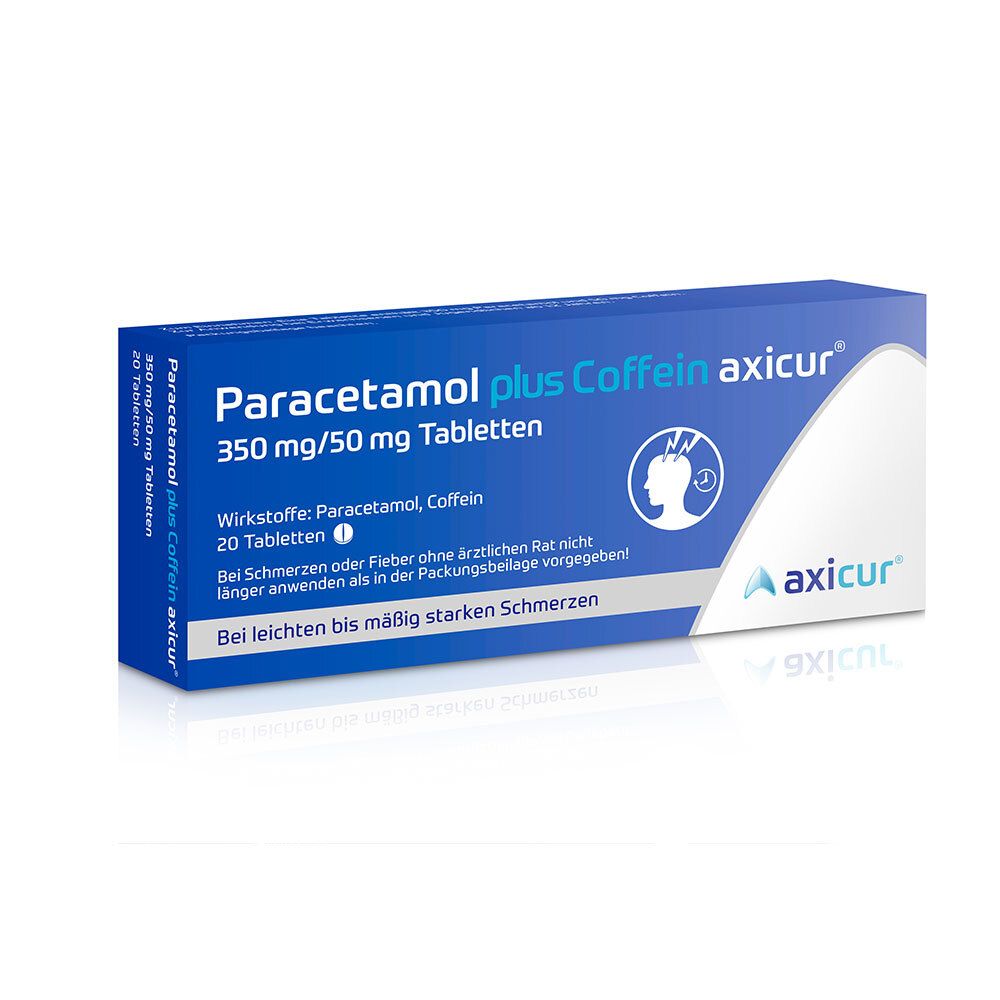 Paracetamol plus Coffein axicur 350 mg/50 mg Tabl. 20 St Tabletten