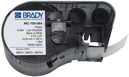Brady MC-750-584 Etiquetas de plástico de 19,05 mm x 6,10 m