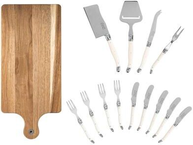 French Home 14-Piece Laguiole Charcuterie Set with Wood Serving Board