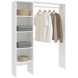 Dmora Kleiderschrank Makalu, Struktur für begehbaren Kleiderschrank, offene Garderobe, 140 x 40 x 187 cm, Weiß