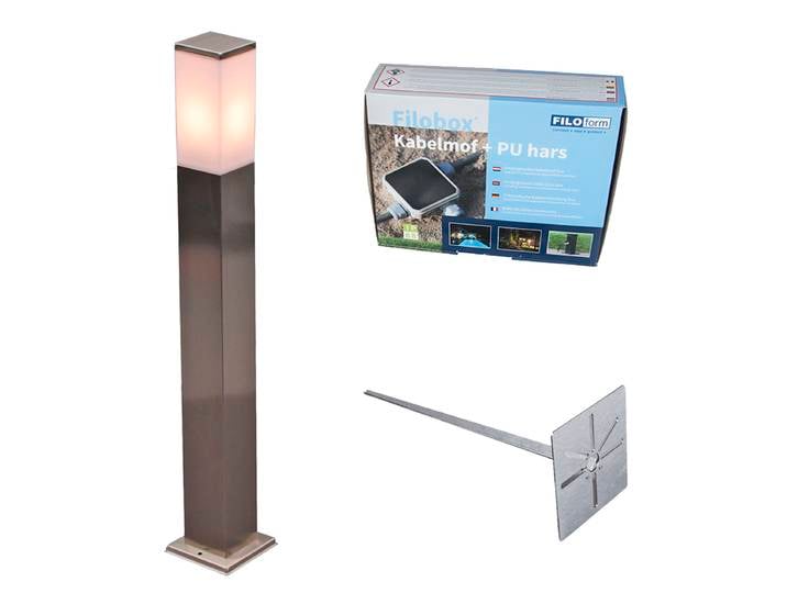 Lampadaire d'extérieur en acier 80 cm IP44 - Malios avec piquet