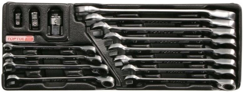TOPTUL GBA15410 Ratchet Ring Open-ended Spanner Set