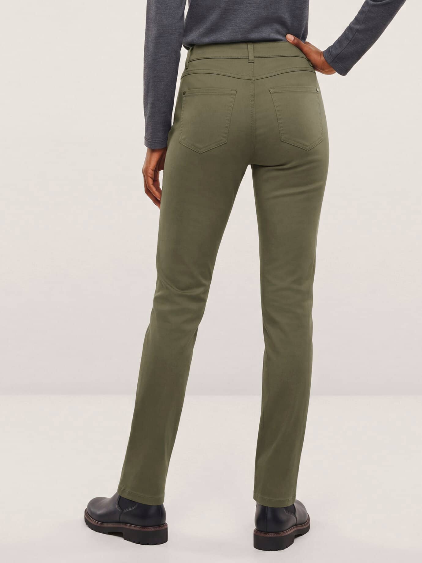 Walbusch Extraglatt Baumwollhose Feminine F, Feminine Fit#normale Größen#Kurzgrößen#Langgrößen, Farbe Grün, 25, bügelfrei atmungsaktiv Damen